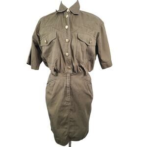 Vintage Moschino Army Green Western, 80s Cowgirl Mini Dress